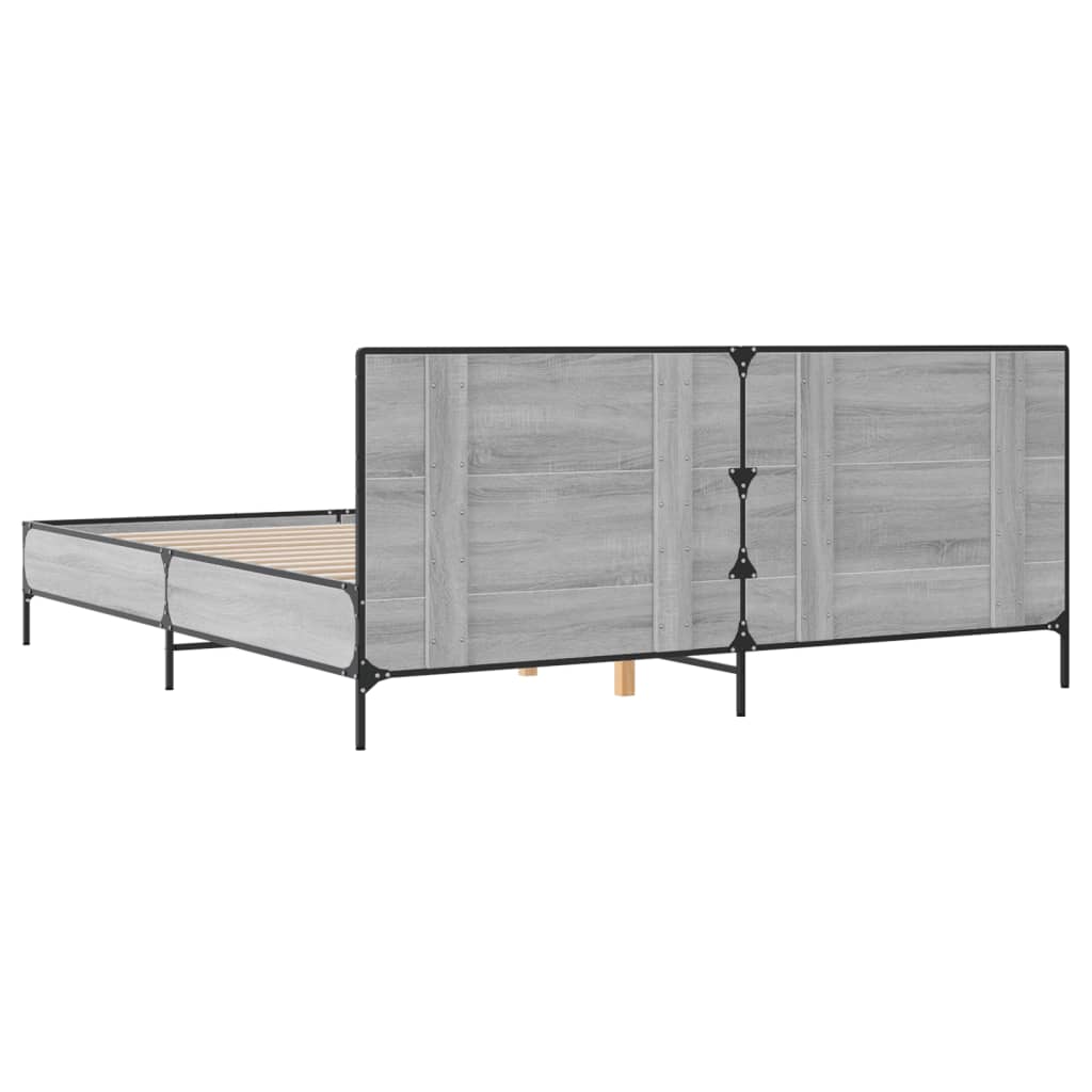 Sengeramme grå sonoma 200x200 cm konstruert tre og metall