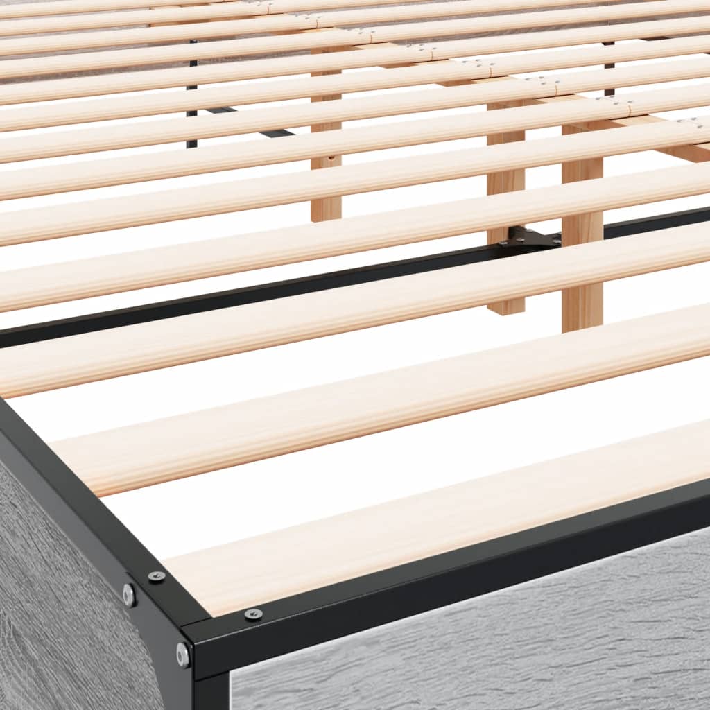 Sengeramme grå sonoma 200x200 cm konstruert tre og metall