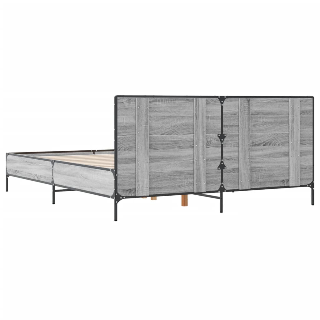 Sengeramme grå sonoma 120x190 cm konstruert tre og metall