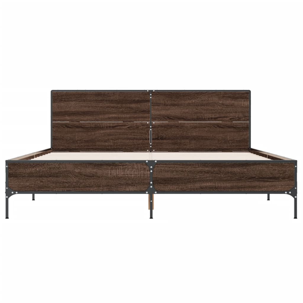 Sengeramme brun eik 120x190 cm konstruert tre og metall