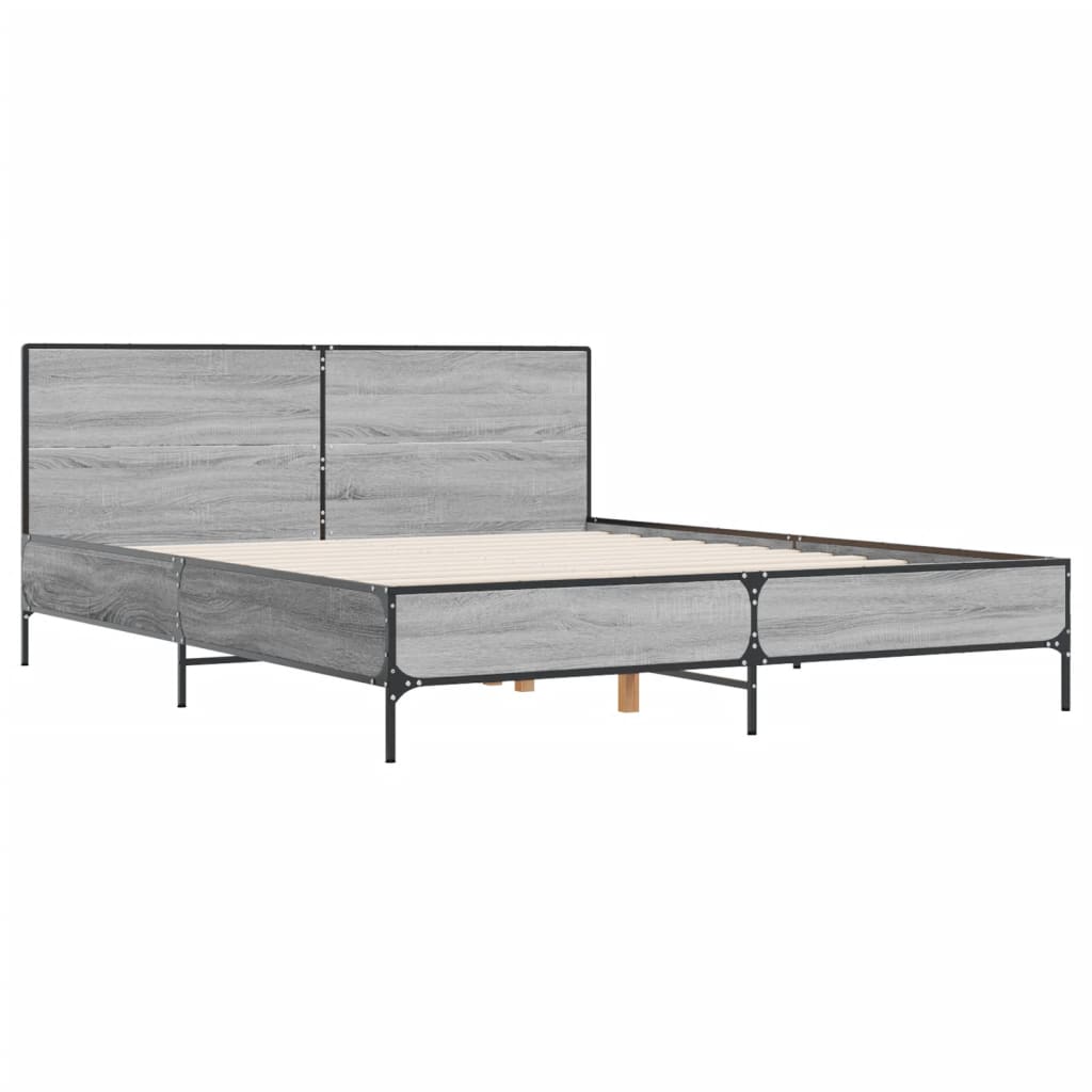 Sengeramme grå sonoma 135x190 cm konstruert tre og metall
