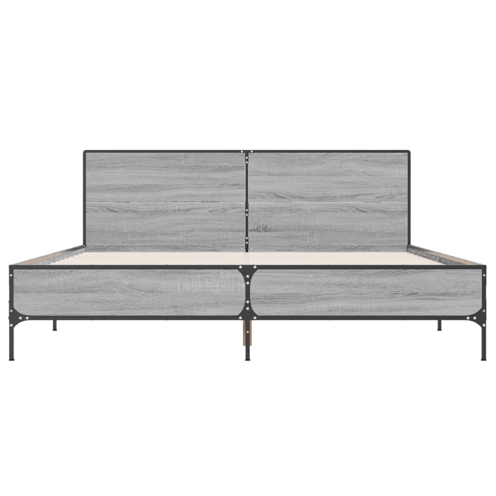Sengeramme grå sonoma 135x190 cm konstruert tre og metall