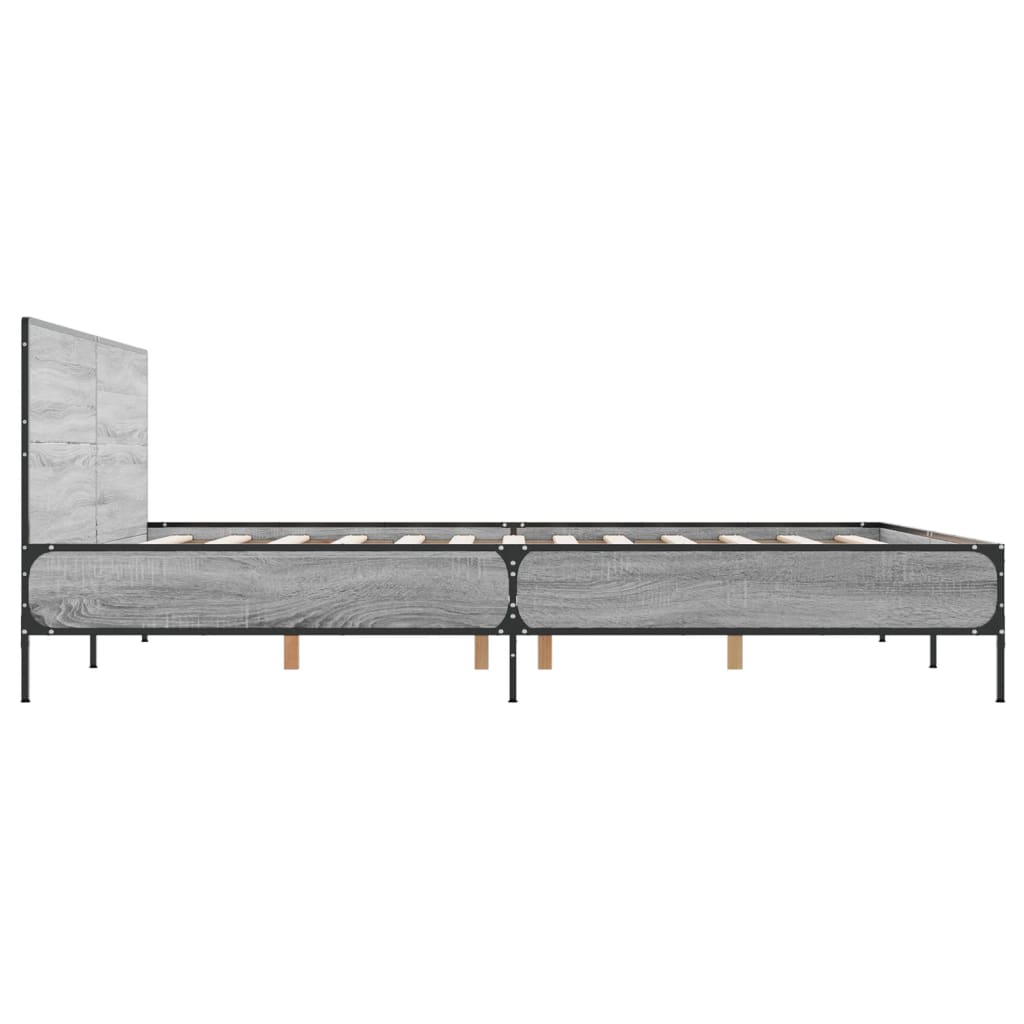 Sengeramme grå sonoma 135x190 cm konstruert tre og metall
