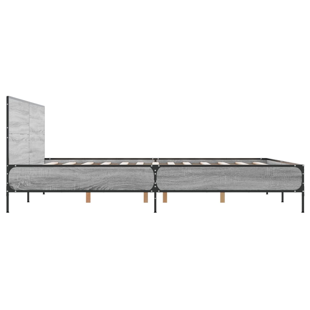 Sengeramme grå sonoma 140x190 cm konstruert tre og metall