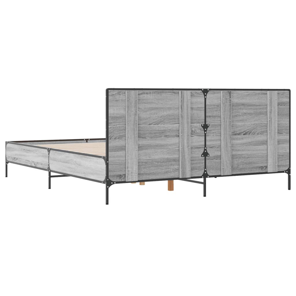 Sengeramme grå sonoma 140x190 cm konstruert tre og metall