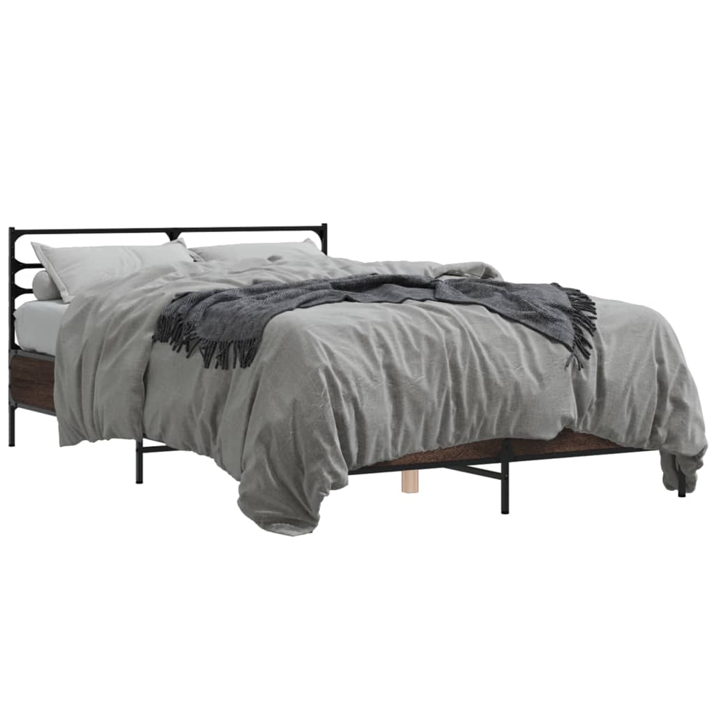 Sengeramme brun eik 120x200 cm konstruert tre og metall