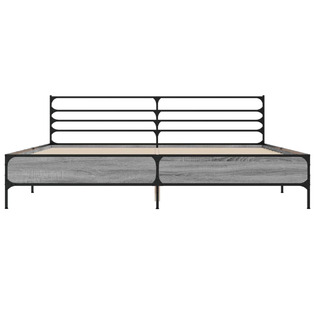 Sengeramme grå sonoma 200x200 cm konstruert tre og metall