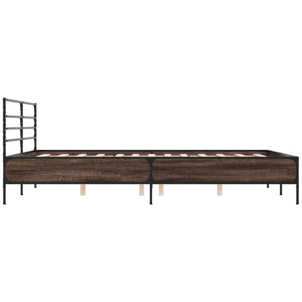 Sengeramme brun eik 120x190 cm konstruert tre og metall