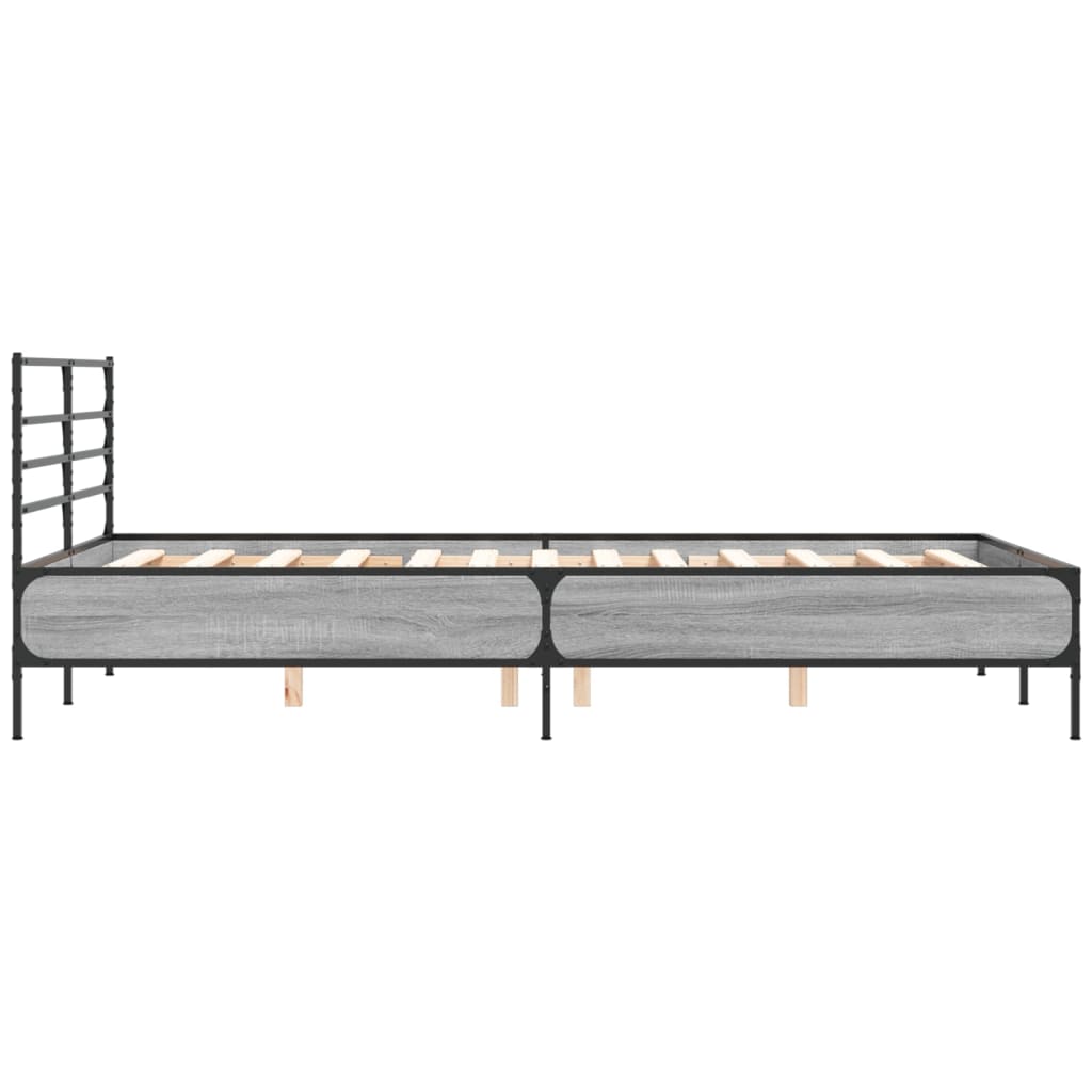 Sengeramme grå sonoma 135x190 cm konstruert tre og metall