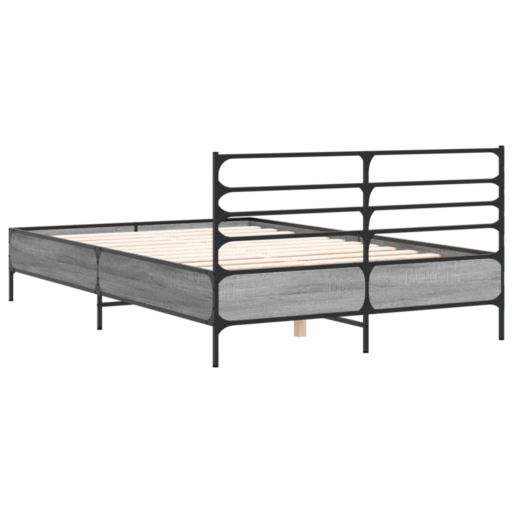Sengeramme grå sonoma 135x190 cm konstruert tre og metall