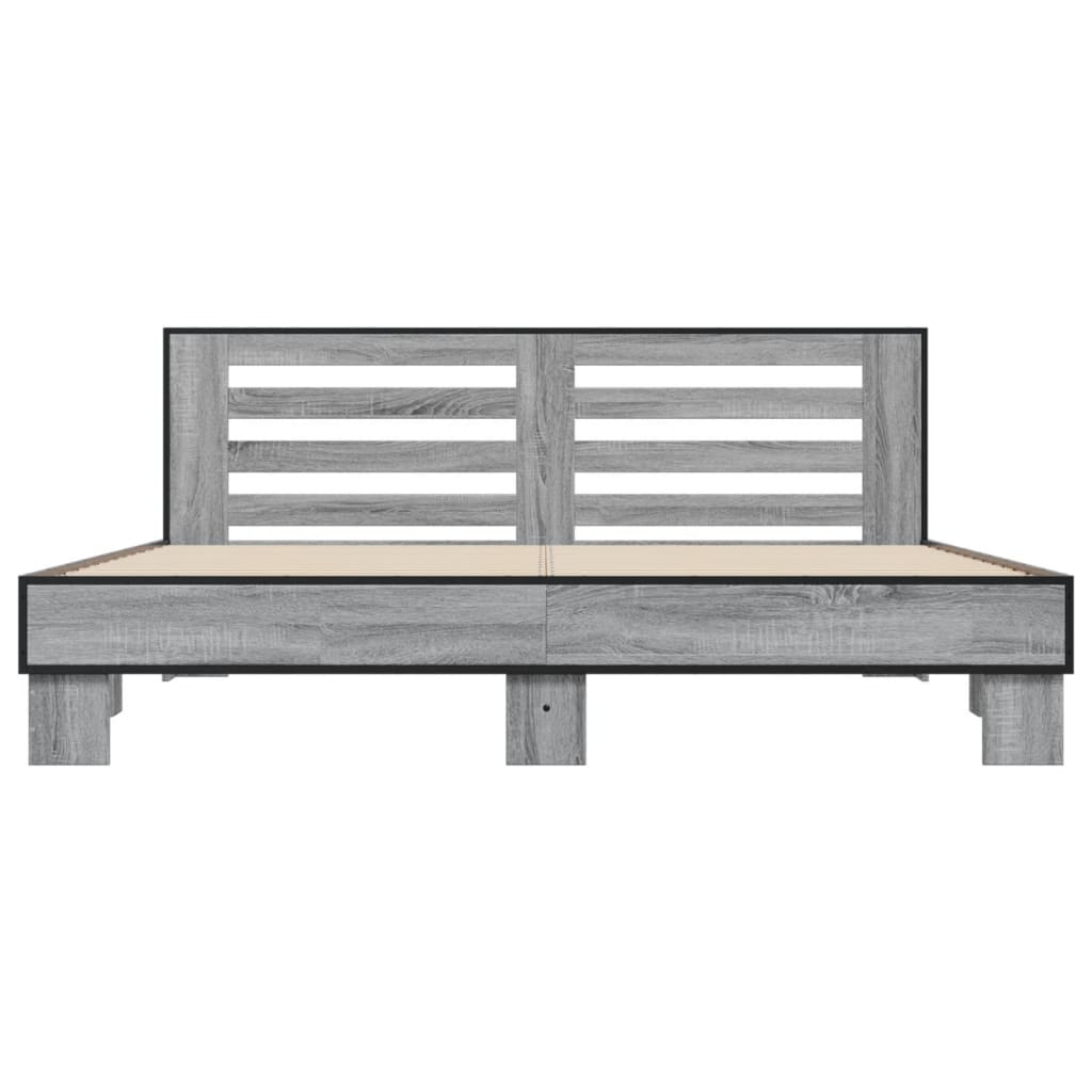Sengeramme grå sonoma 200x200 cm konstruert tre og metall