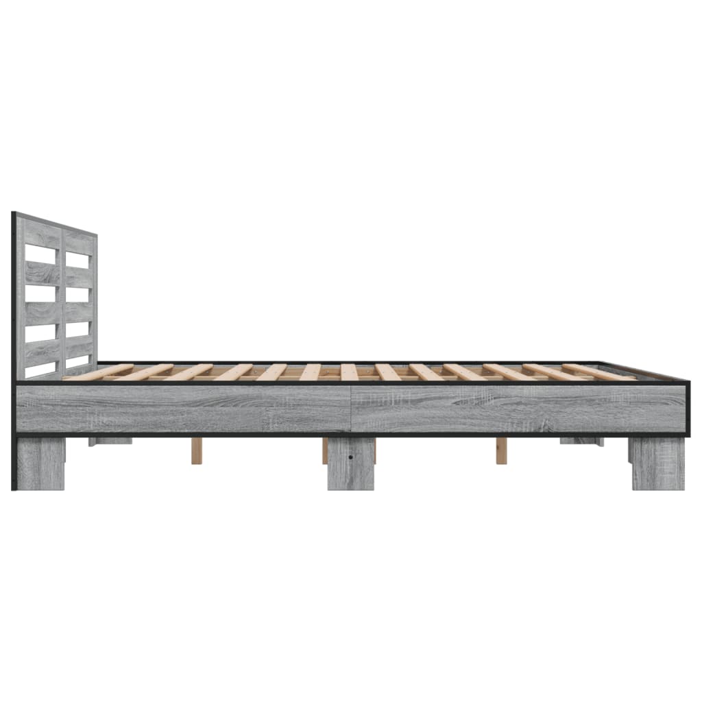 Sengeramme grå sonoma 200x200 cm konstruert tre og metall