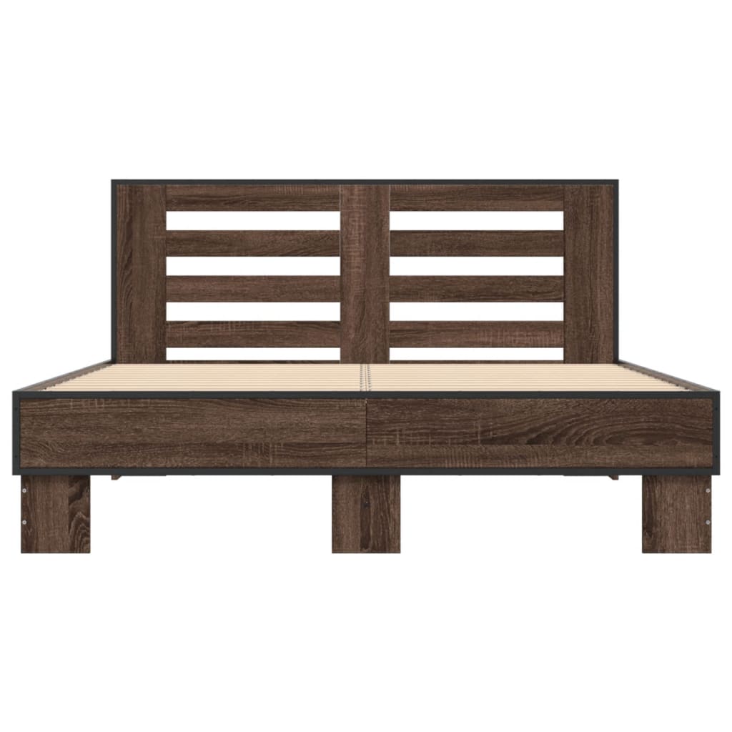 Sengeramme brun eik 120x200 cm konstruert tre og metall
