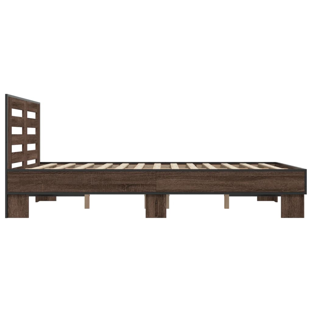 Sengeramme brun eik 120x200 cm konstruert tre og metall