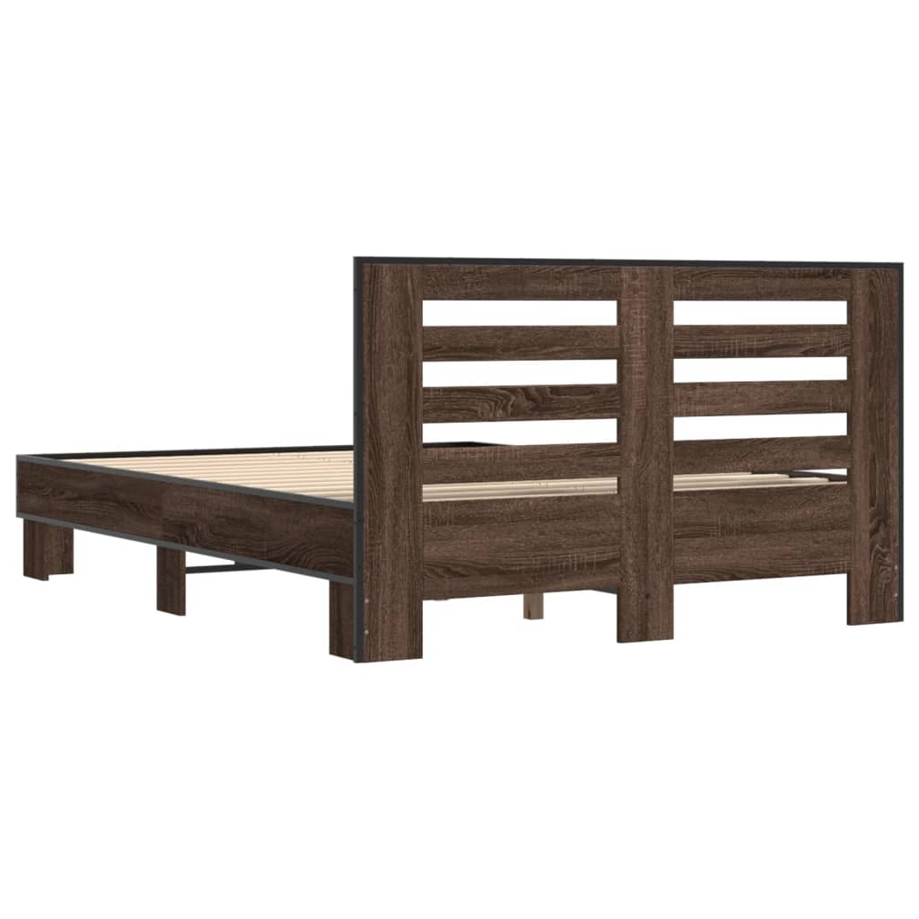 Sengeramme brun eik 120x200 cm konstruert tre og metall