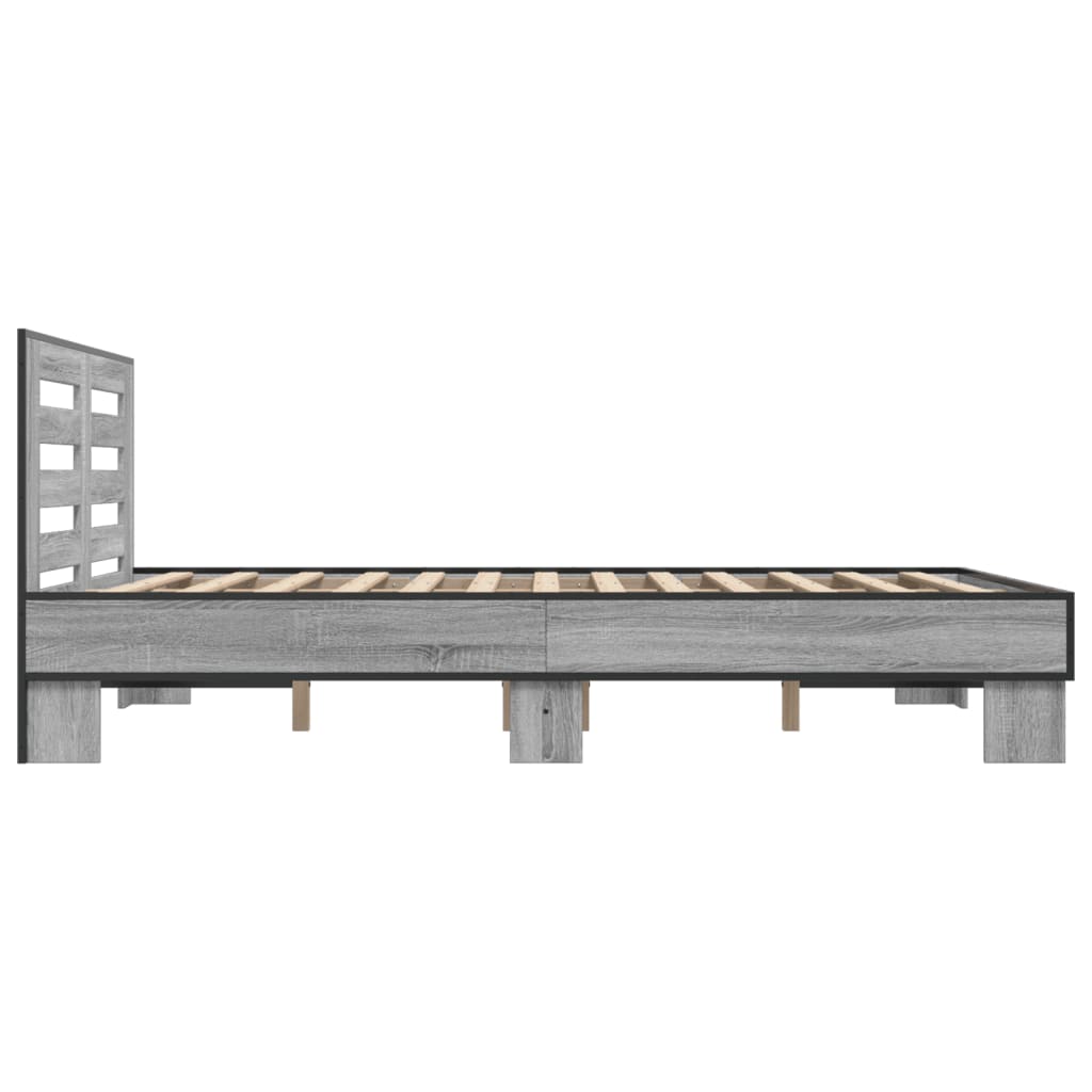 Sengeramme grå sonoma 140x190 cm konstruert tre og metall