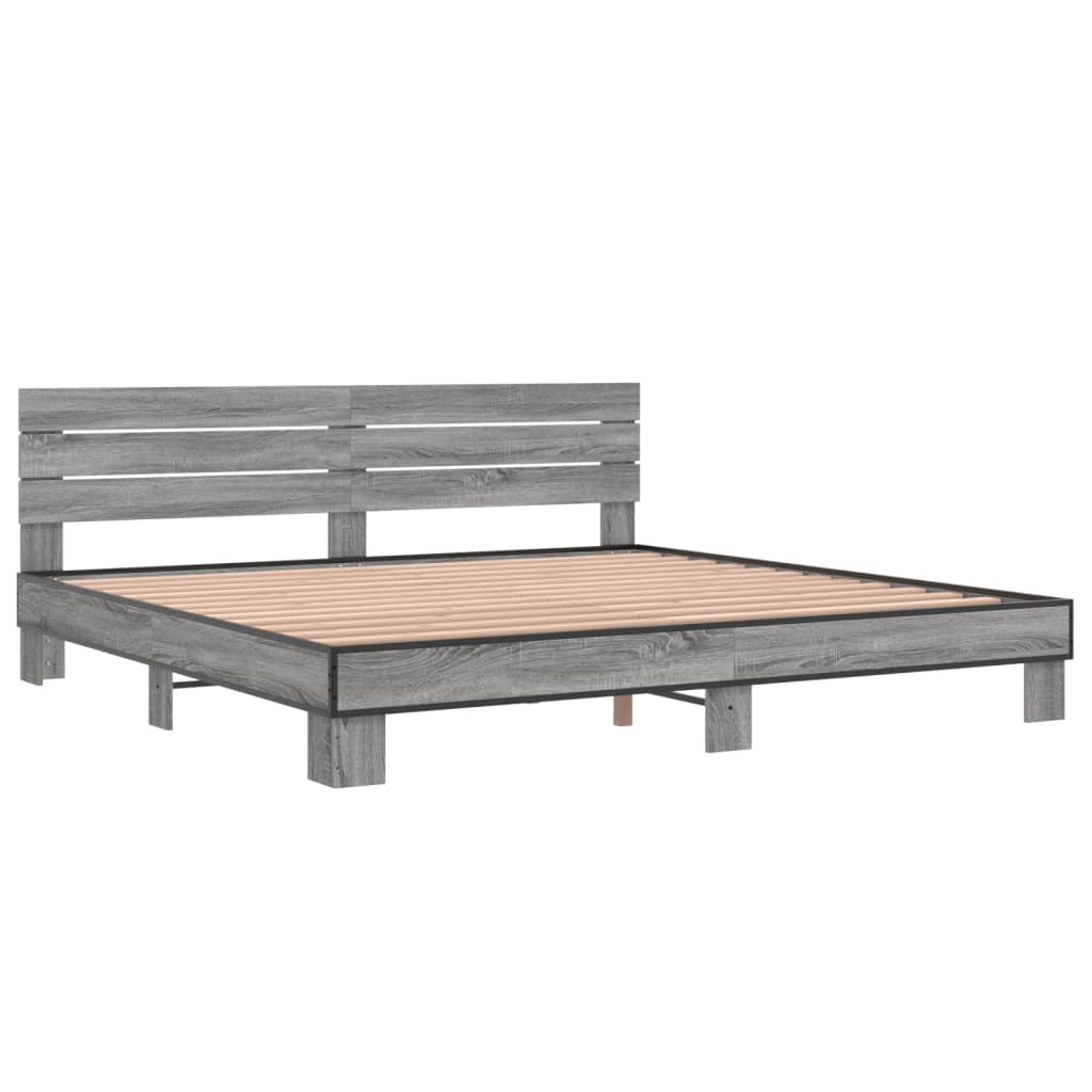 Sengeramme grå sonoma 200x200 cm konstruert tre og metall