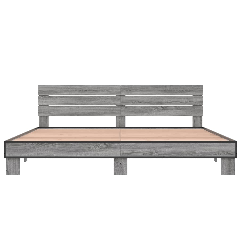 Sengeramme grå sonoma 200x200 cm konstruert tre og metall