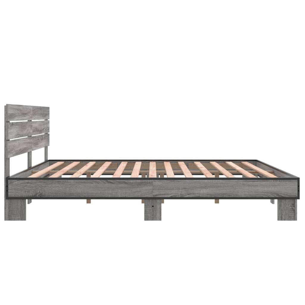 Sengeramme grå sonoma 200x200 cm konstruert tre og metall