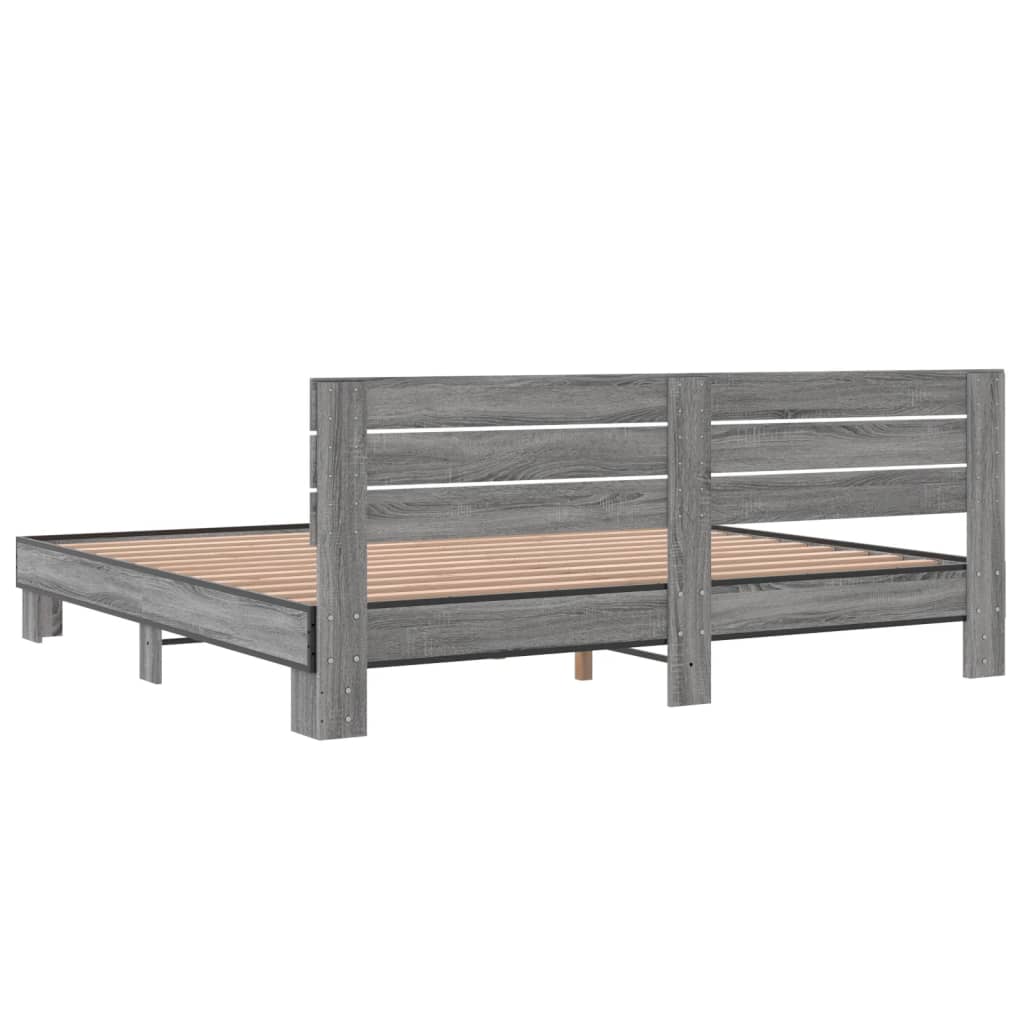 Sengeramme grå sonoma 200x200 cm konstruert tre og metall