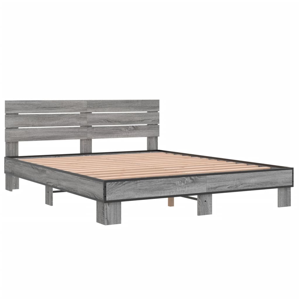 Sengeramme grå sonoma 150x200 cm konstruert tre og metall