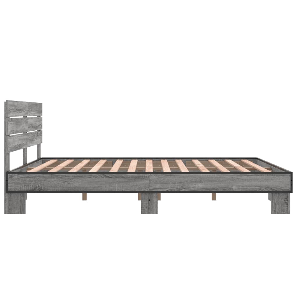 Sengeramme grå sonoma 150x200 cm konstruert tre og metall