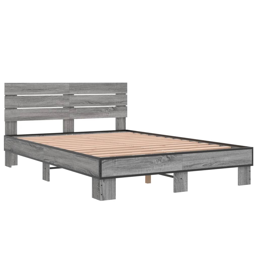 Sengeramme grå sonoma 120x190 cm konstruert tre og metall