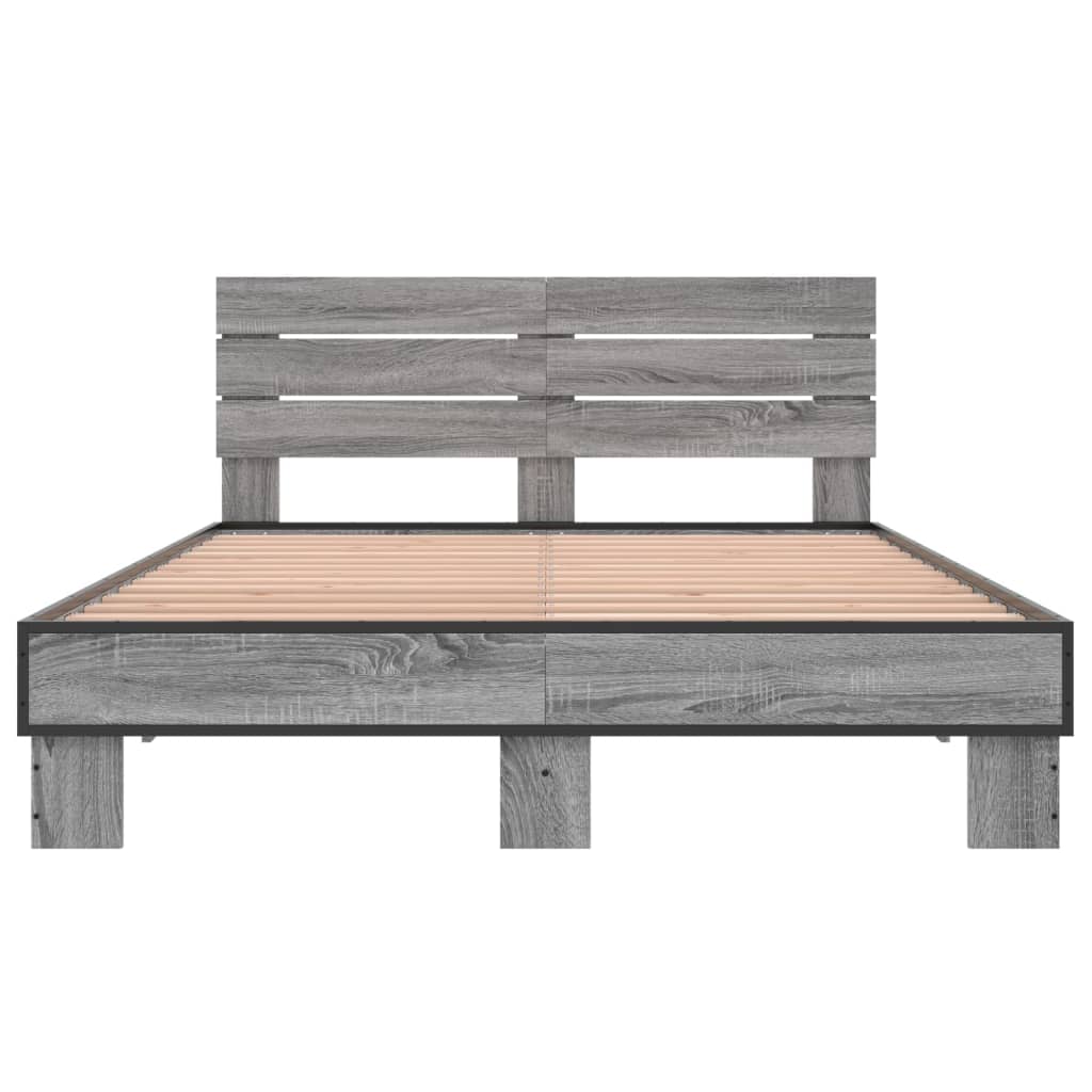 Sengeramme grå sonoma 120x190 cm konstruert tre og metall