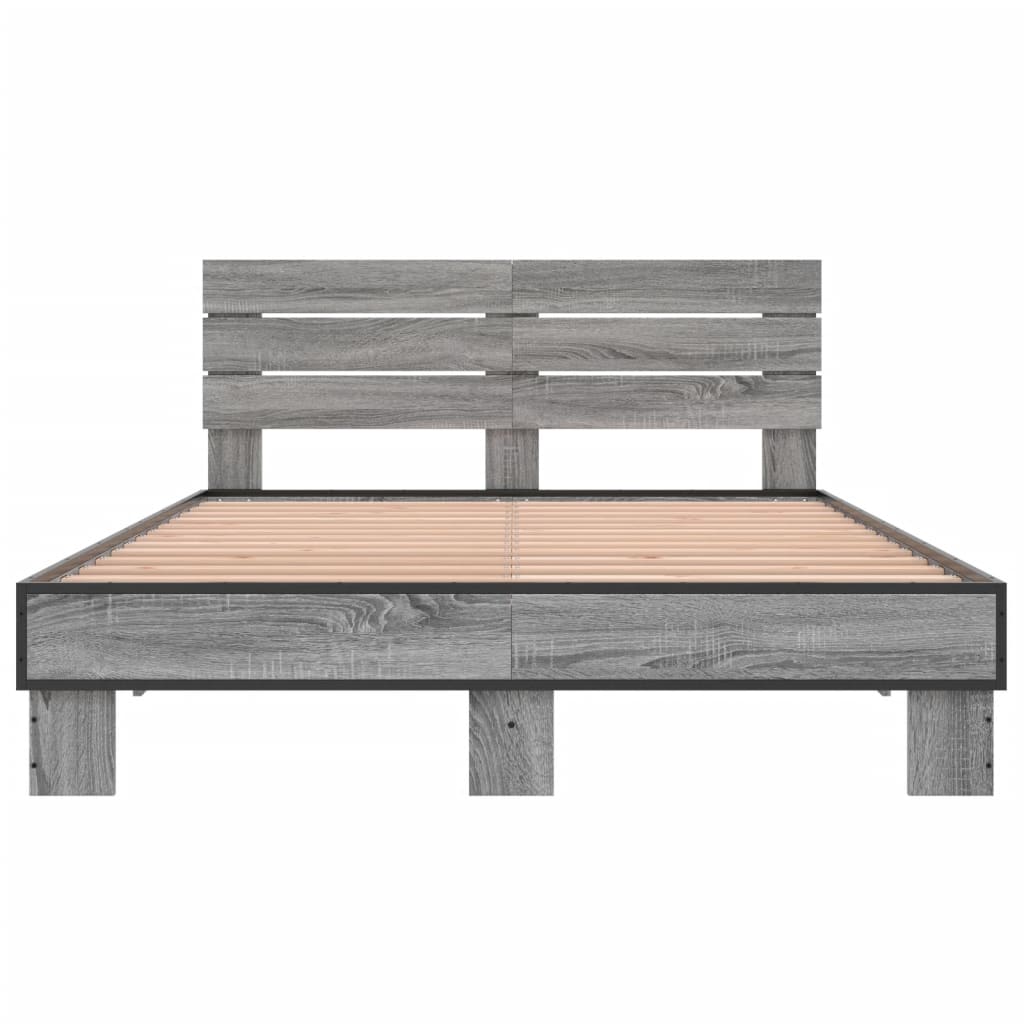 Sengeramme grå sonoma 135x190 cm konstruert tre og metall