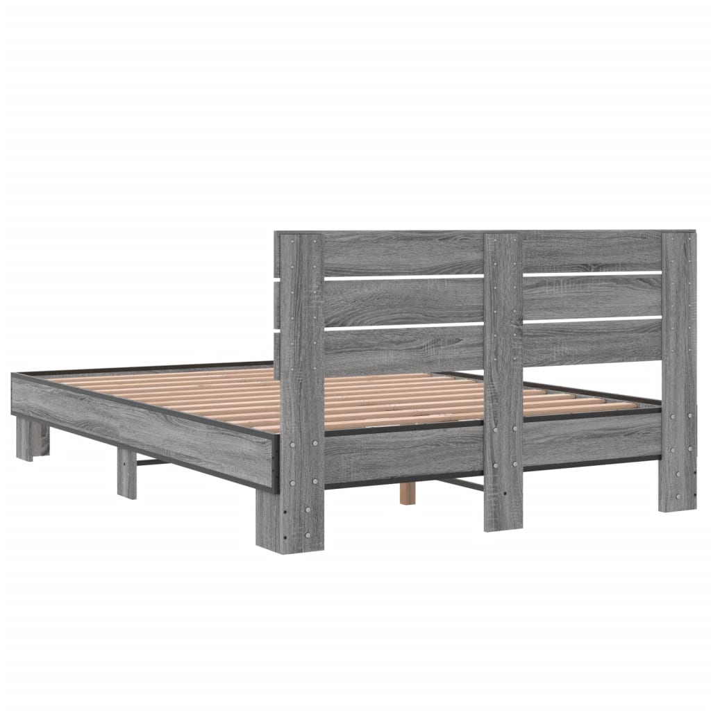 Sengeramme grå sonoma 135x190 cm konstruert tre og metall