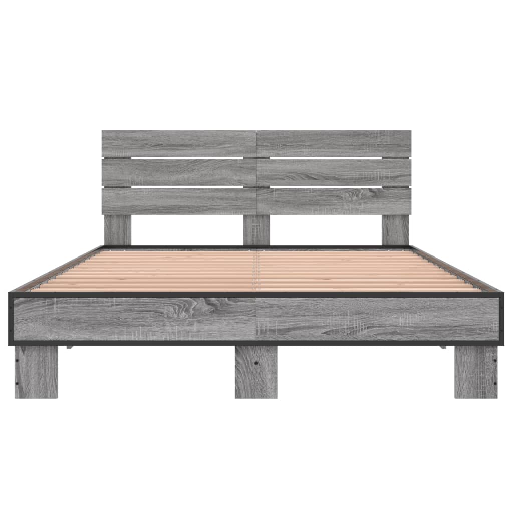 Sengeramme grå sonoma 140x190 cm konstruert tre og metall