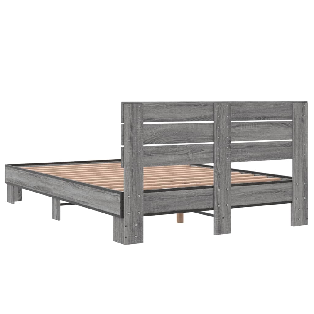 Sengeramme grå sonoma 140x190 cm konstruert tre og metall