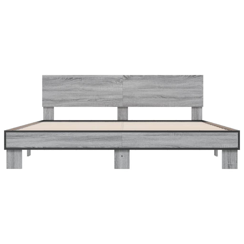 Sengeramme grå sonoma 200x200 cm konstruert tre og metall