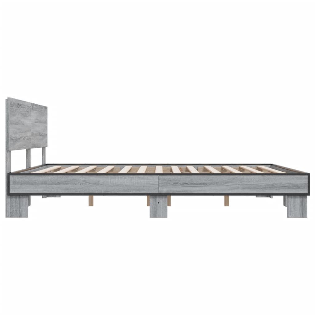 Sengeramme grå sonoma 200x200 cm konstruert tre og metall