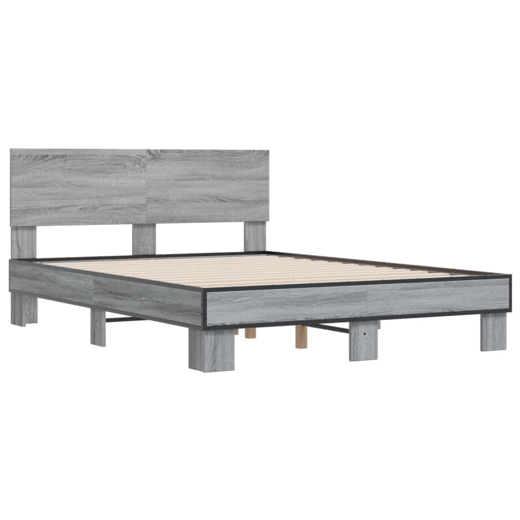 Sengeramme grå sonoma 120x200 cm konstruert tre og metall