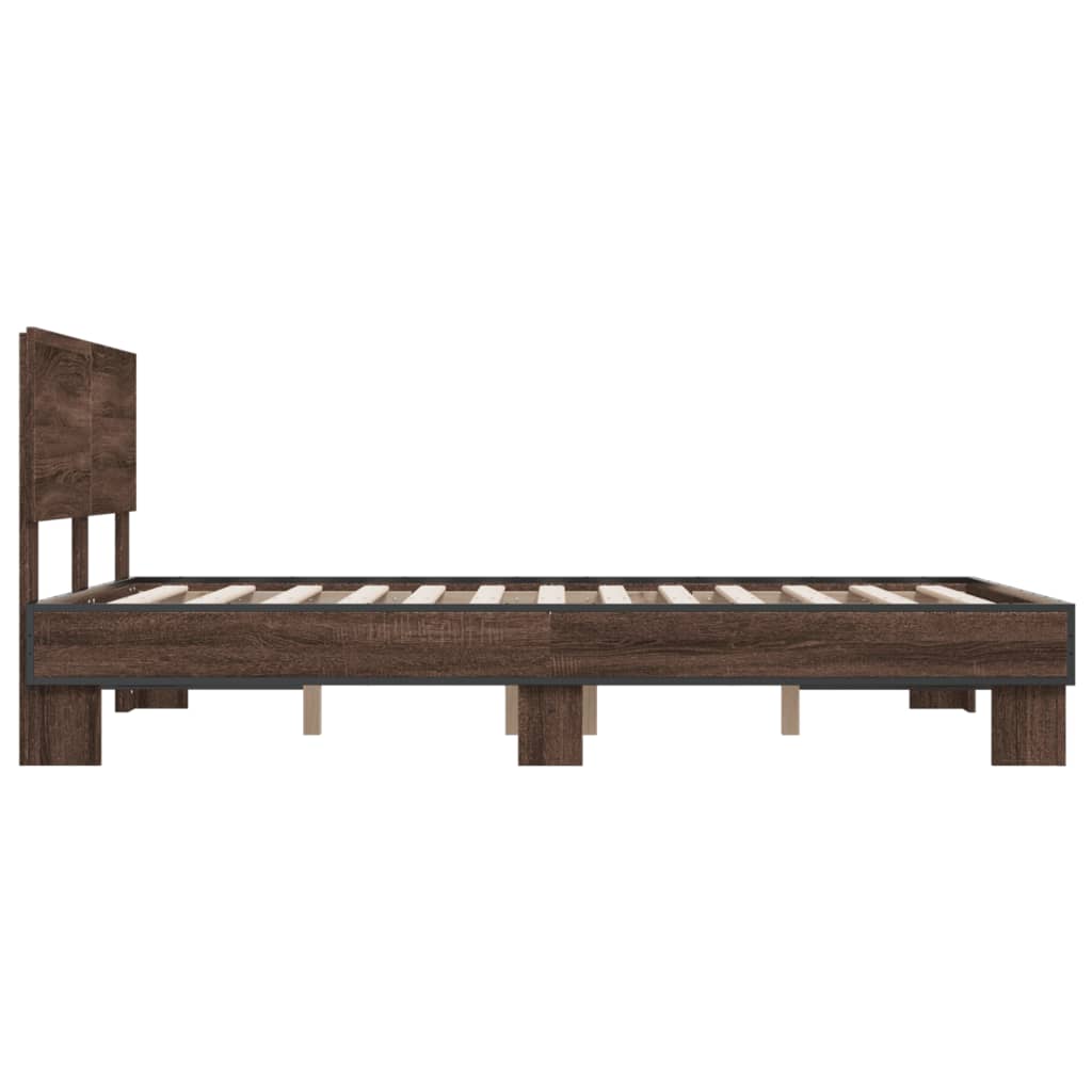 Sengeramme brun eik 120x200 cm konstruert tre og metall