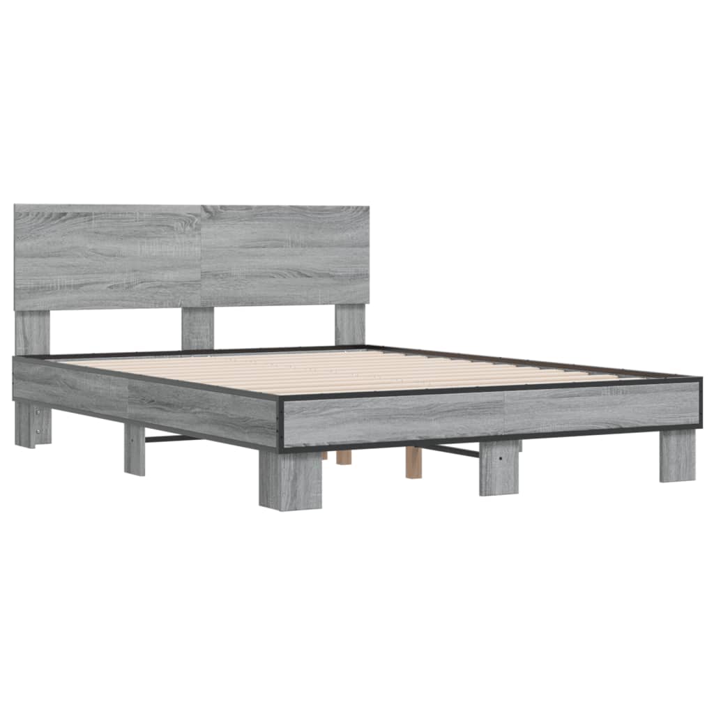 Sengeramme grå sonoma 120x190 cm konstruert tre og metall
