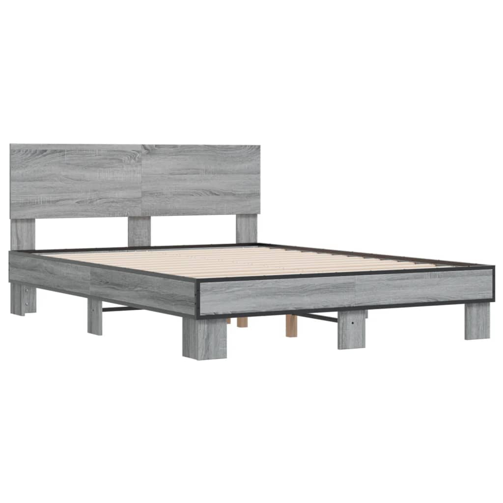 Sengeramme grå sonoma 135x190 cm konstruert tre og metall