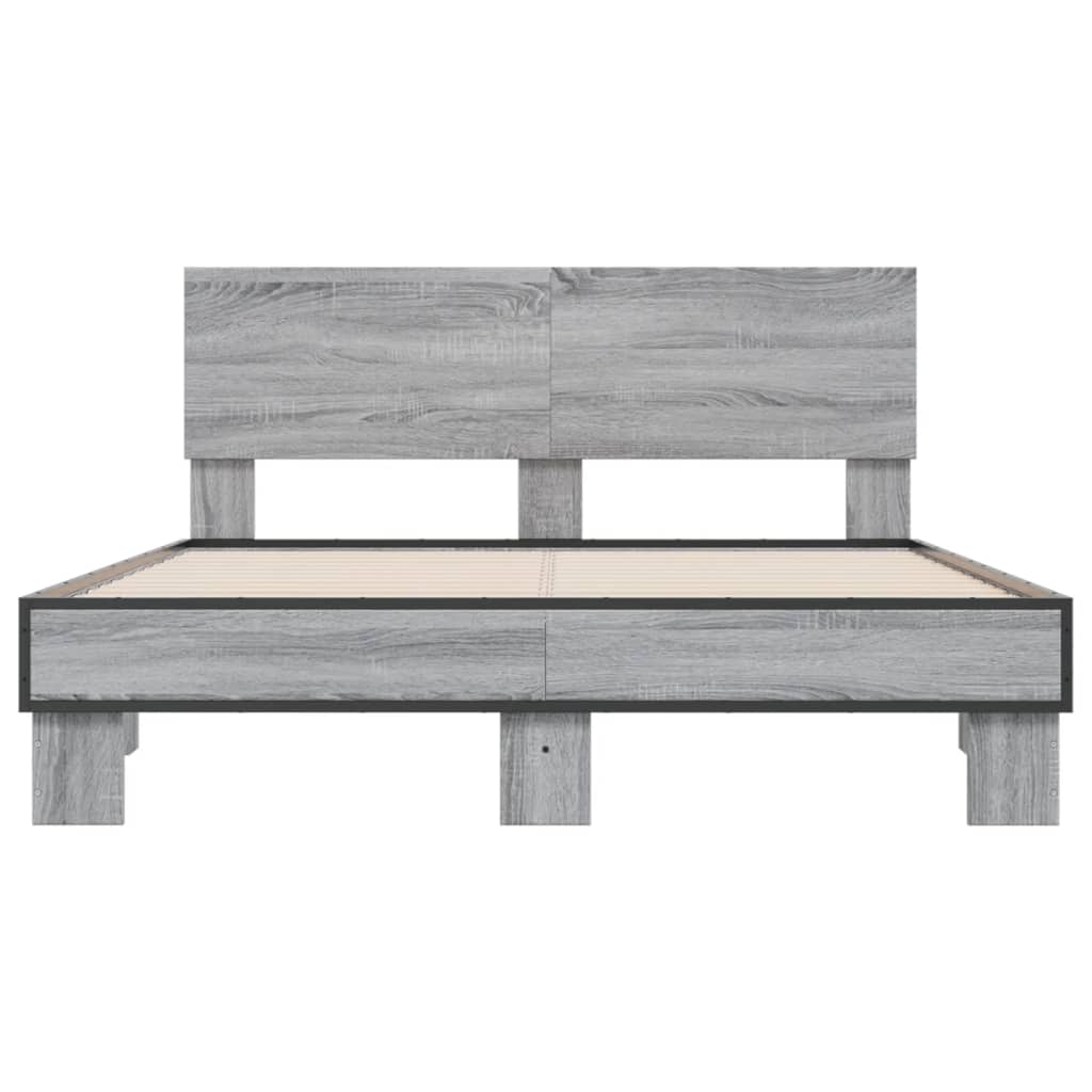 Sengeramme grå sonoma 135x190 cm konstruert tre og metall