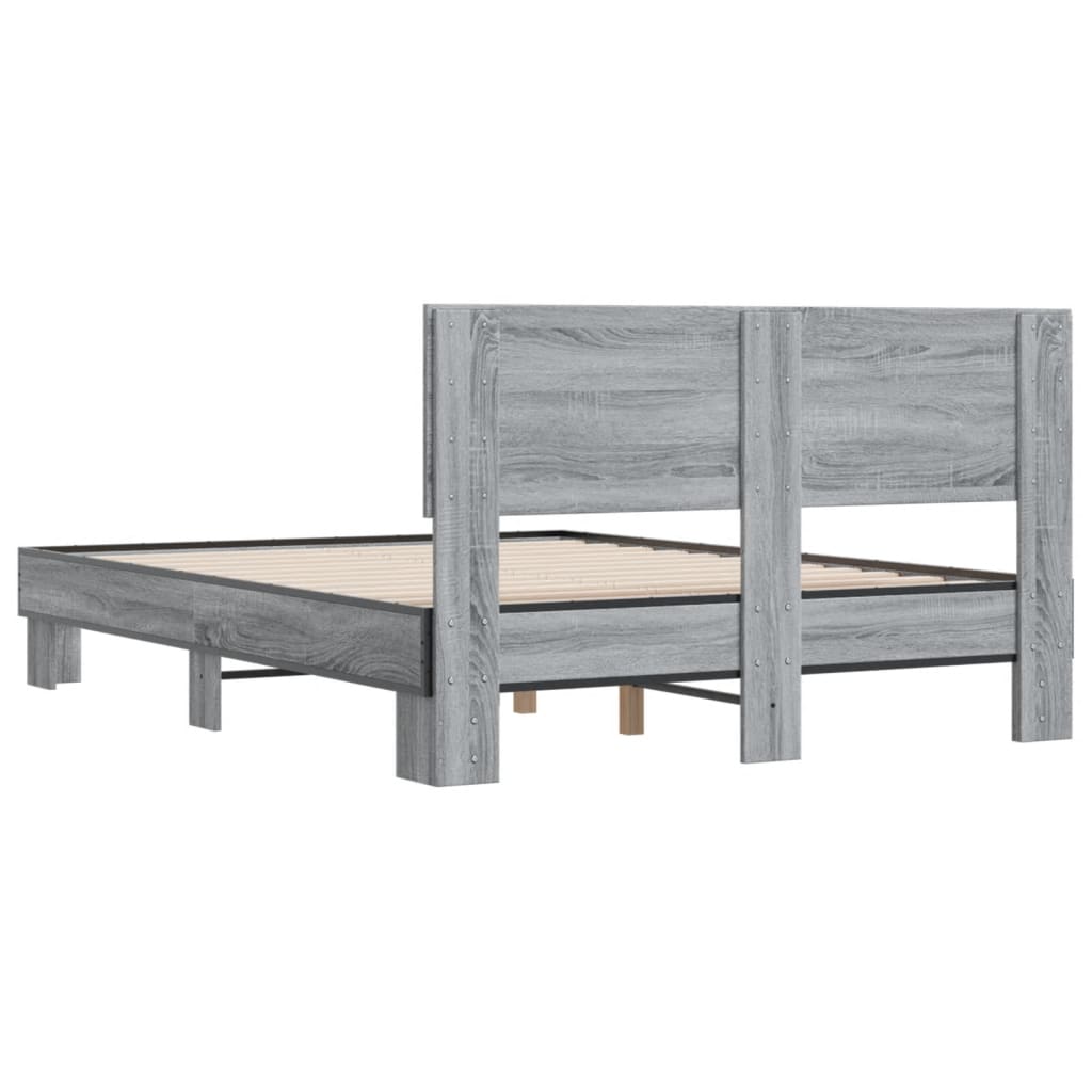 Sengeramme grå sonoma 140x190 cm konstruert tre og metall