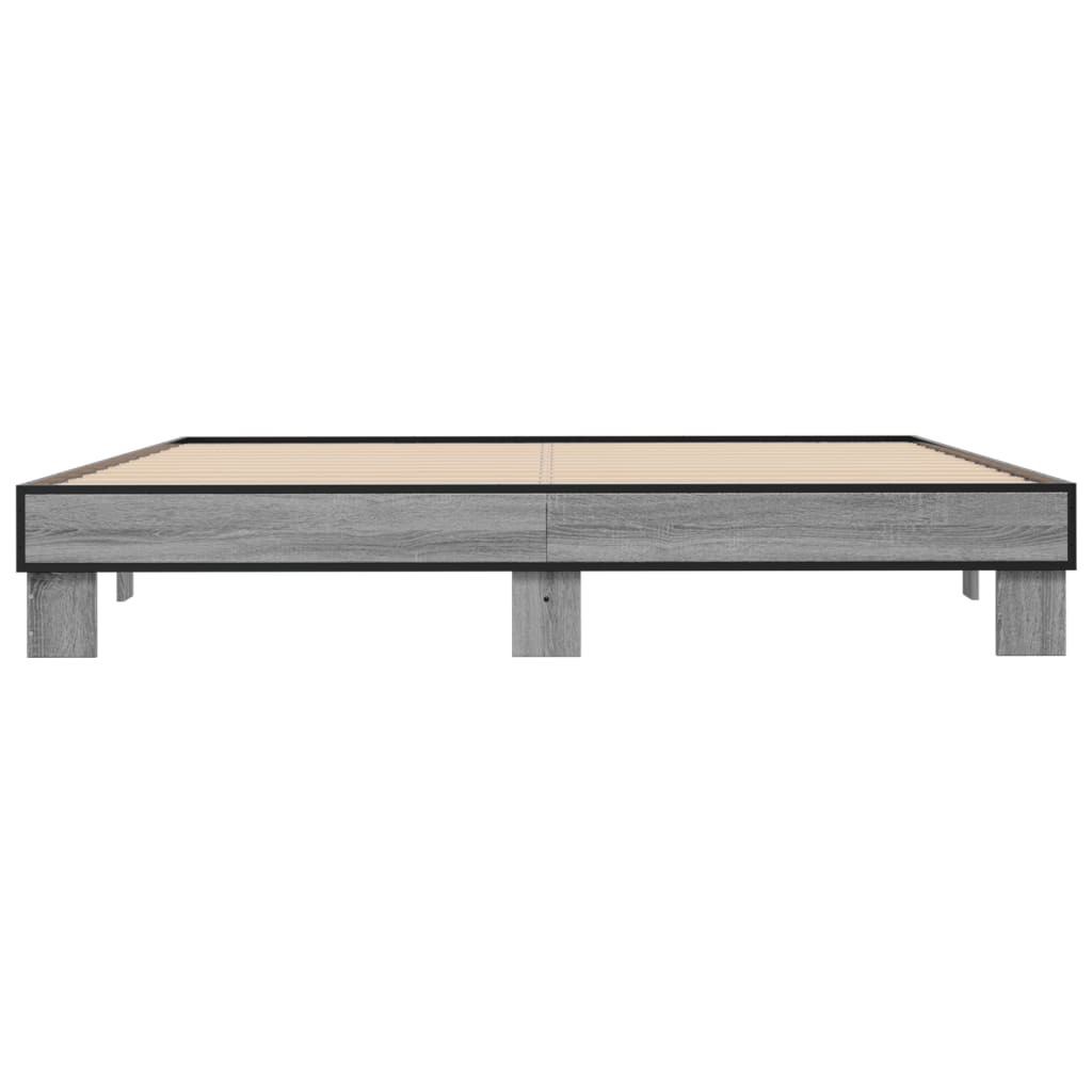 Sengeramme grå sonoma 200x200 cm konstruert tre og metall