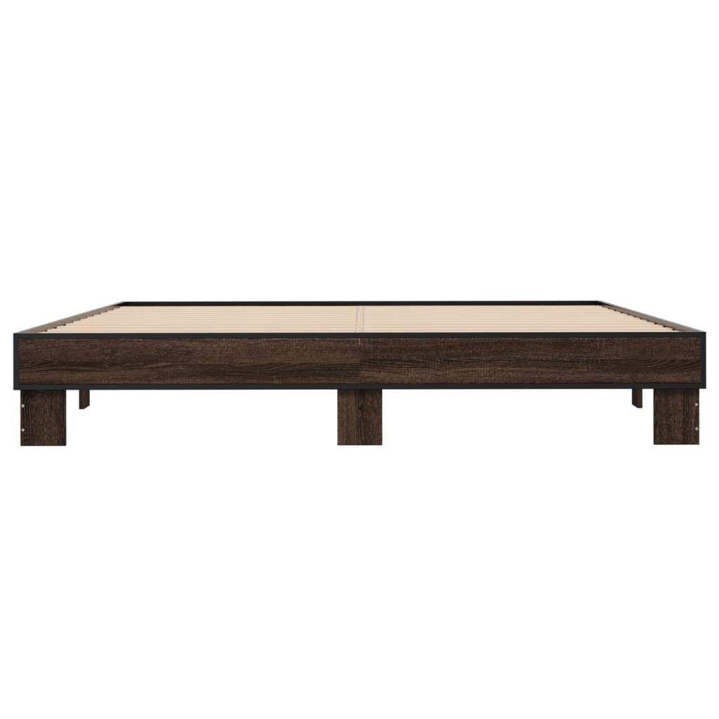 Sengeramme brun eik 180x200 cm konstruert tre og metall