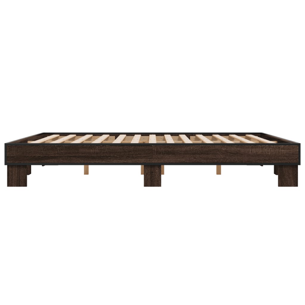Sengeramme brun eik 180x200 cm konstruert tre og metall