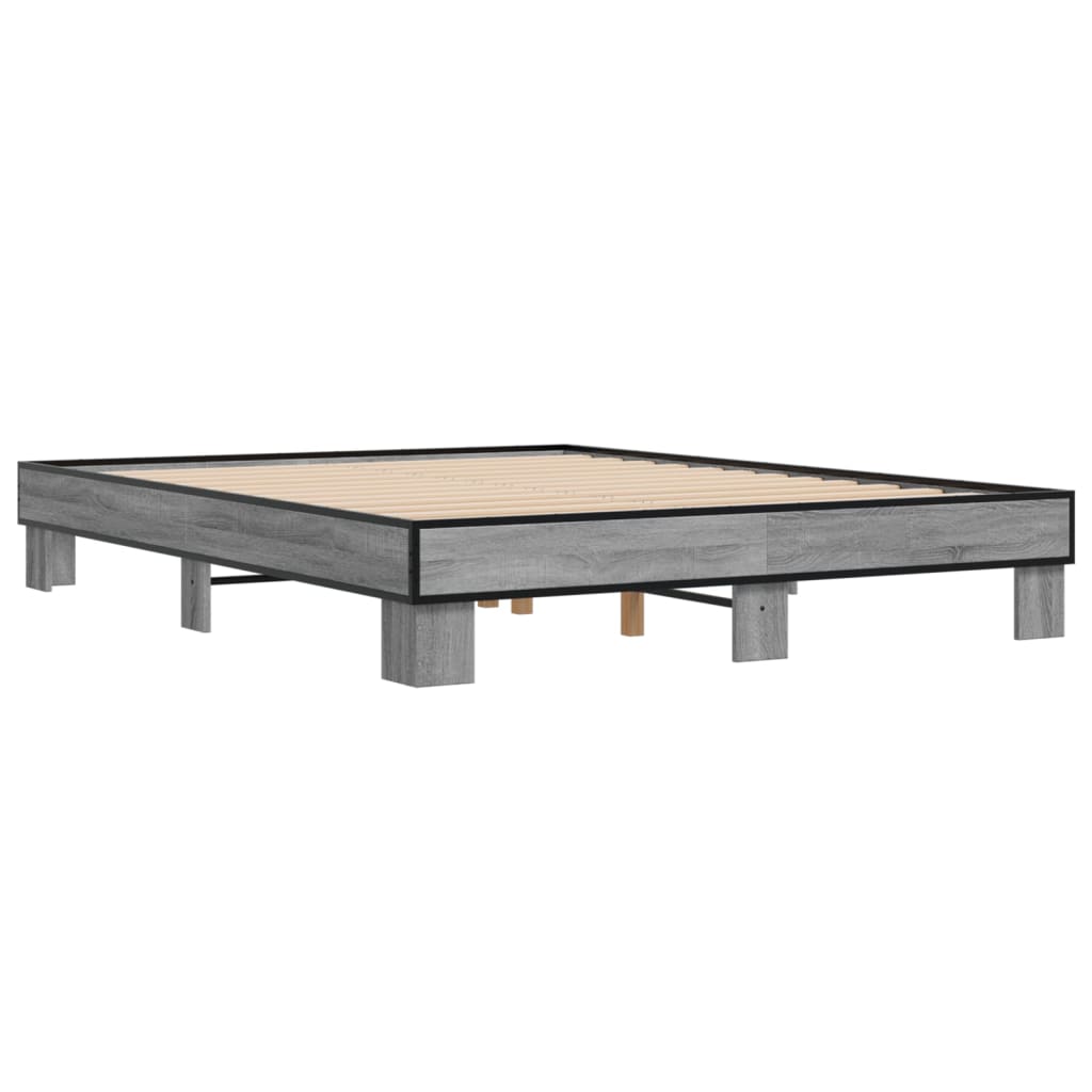 Sengeramme grå sonoma 150x200 cm konstruert tre og metall