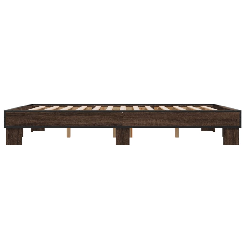 Sengeramme brun eik 150x200 cm konstruert tre og metall