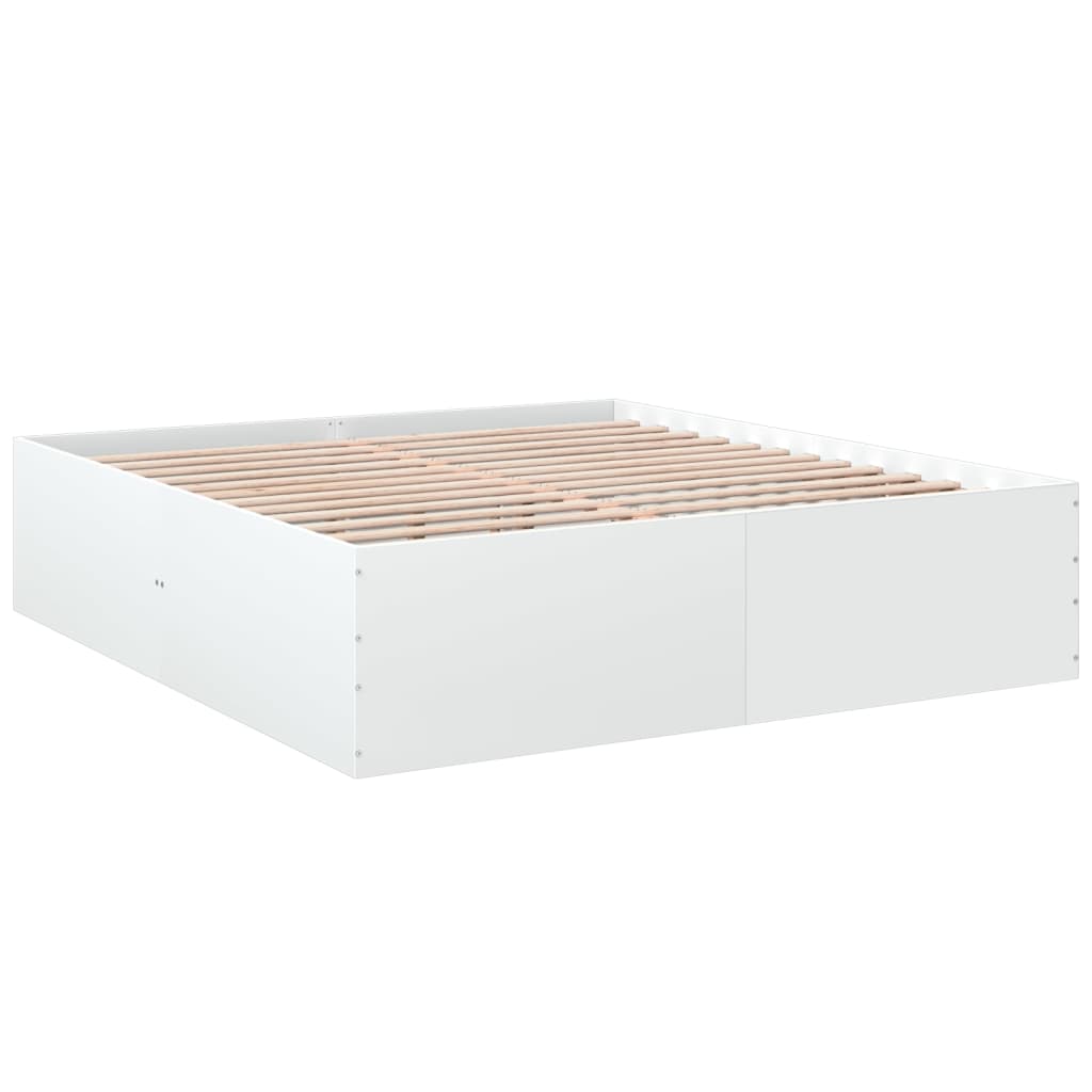 Sengeramme hvit 200x200 cm konstruert tre