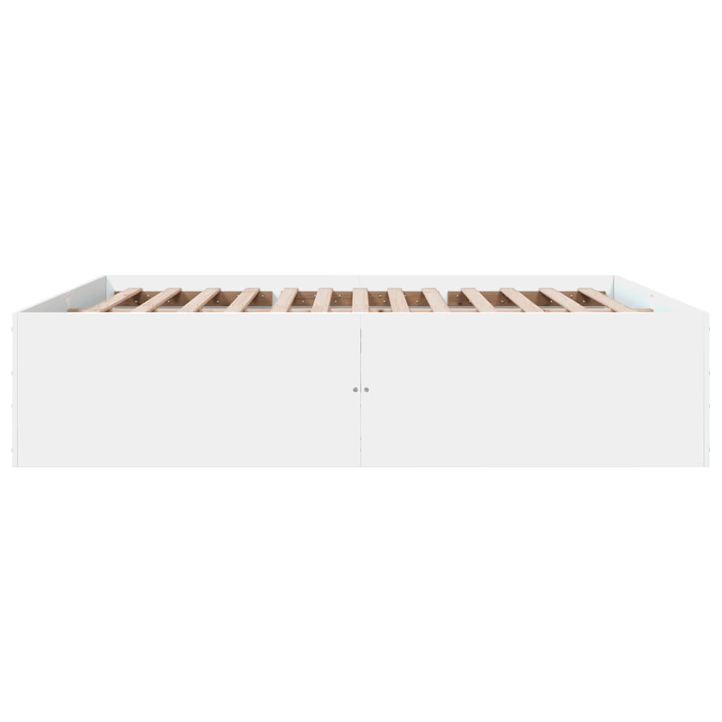 Sengeramme hvit 200x200 cm konstruert tre