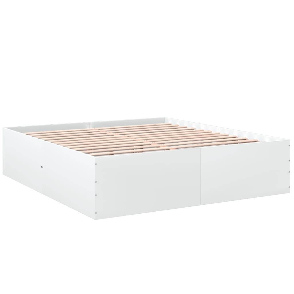 Sengeramme hvit 200x200 cm konstruert tre