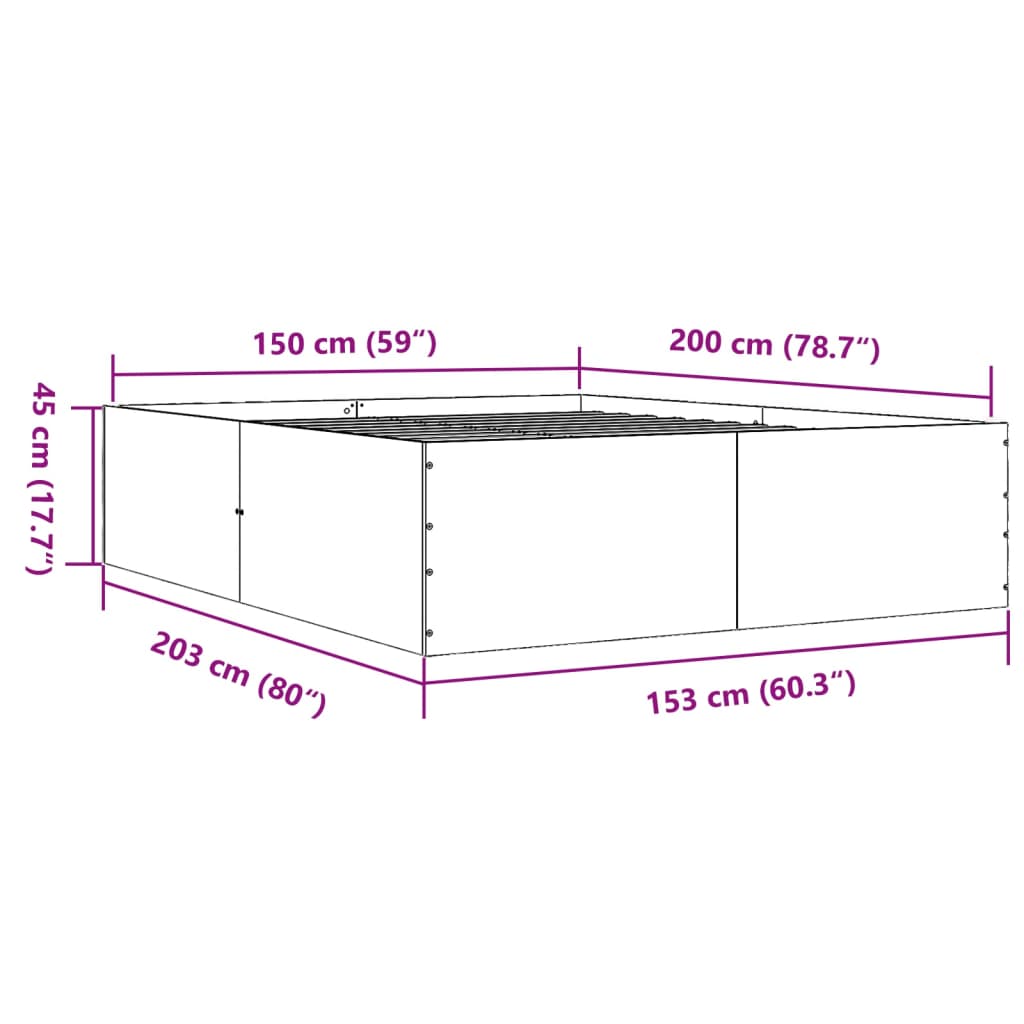 Sengeramme hvit 150x200 cm konstruert tre