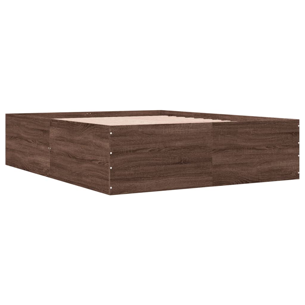 Sengeramme brun eik 150x200 cm konstruert tre